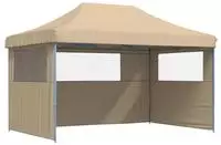 vidaXL Partyzelt Faltbar Pop-Up mit 3 Seitenteilen Beige