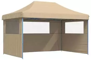 vidaXL Pop-Up-Partyzelt mit 3 Seitenteilen beige (4004967)