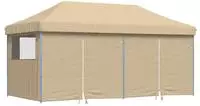 vidaXL Partyzelt Faltbar Pop-Up mit 4 Seitenteilen Beige