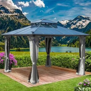 Brast Pavillon mit Moskitonetz Pagode 3,5 x 3,5 m grau (1004253006)