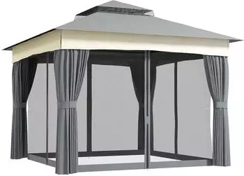 Outsunny Gartenpavillon mit Doppeldach 3 x 3 m (84C-548V00CG)