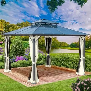 Brast Pavillon mit Moskitonetz Pagode 4 x 4 m beige (1004269005)