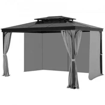 VEVOR Pavillon-Sichtschutzvorhang 4-seitig mit Rei&szlig;verschluss 284x284x204cm grau (JDC-33GR)