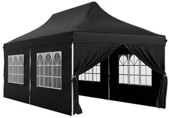 Costway 3x6m mit 6 abnehmbaren Seitenw?nden wasserabweisend stabil schwarz