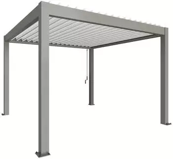 Biohort Pergola 3,5 x 3,5 m mit Lamellendach 368 x 368 cm quarzgrau-metallic/Lamellen wei&szlig;