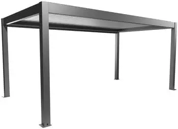 Biohort Pergola 5,5 x 3 m mit Lamellendach 553 x 312 cm quarzgrau-metallic/Lamellen wei&szlig;