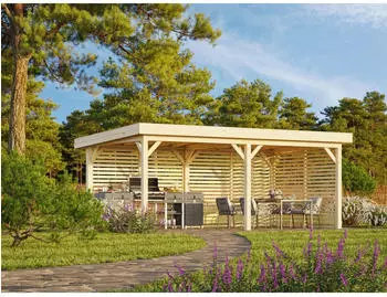 Palmako Pavillon Lenna 16,6 m&sup2; Set 309 mit Lamellenw&auml;nden 588 x 300 cm wei&szlig;