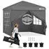 Sekey Pop-Up-Faltpavillon 3 x 3 m mit Tasche & 4 Sandsäcken grau