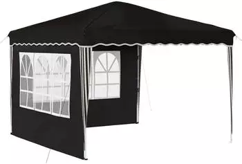 vidaXL Pop-up Partyzelt Schwarz 288 x 288 x 245 cm Oxford-Stoff mit 2 Seitenw&auml;nden (42019766)