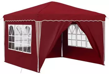 vidaXL Pop-up Partyzelt Bordeauxrot 288 x 288 x 245 cm Oxford-Stoff mit 4 Seitenw&auml;nden (42019774)