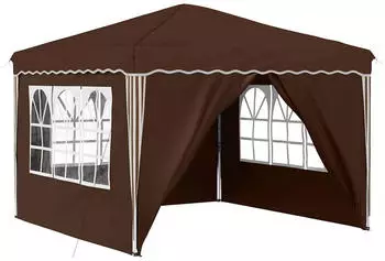 vidaXL Pop-up Partyzelt Braun 288 x 288 x 245 cm Oxford-Stoff mit 4 Seitenw&auml;nden (42019775)