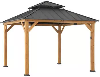 Sunjoy Kaps Zedernholz Gazebo mit Solar 330x330cm (A1020073B0)