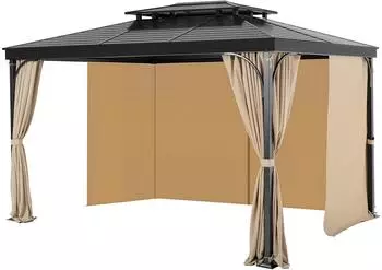 VEVOR Pavillon Sichtschutzvorhang 4-seitig mit Rei&szlig;verschluss 281x341x214cm Khaki (JDC-36LBE)