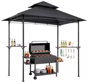 VEVOR BBQ-Pavillon 243x150cm Doppeldach pulverbeschichteter Stahl, 2-4 Personen