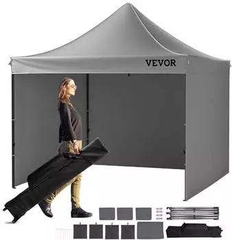 VEVOR Faltpavillon 304,8x304,8x320cm 500D PU-Gewebe h&ouml;henverstellbar 6-8 Personen