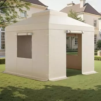 VEVOR Pavillon-Winterabdeckung 3,05x3,05m Doppeldach mit Seitenw&auml;nden & Netzfenstern (LTS-MM180-1010)