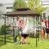 Costway Grillpavillon Doppeldach Seitenregale 242x153x250cm Braun