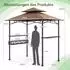 Costway Grillpavillon Doppeldach Seitenregale 242x153x250cm Braun