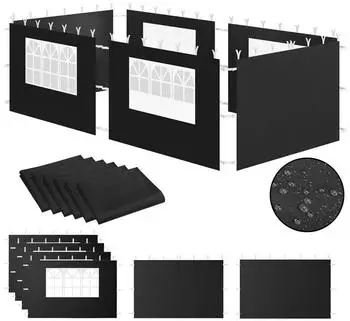 Zelsius Pavillon Seitenw&auml;nde 3x6m mit Fenster, 6-teilig, Schwarz, UV30 (Zelsius)