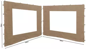 QUICK STAR Pavillon Seitenteile mit Fenster 250x190cm Sand/Beige, 2er-Set (48010)