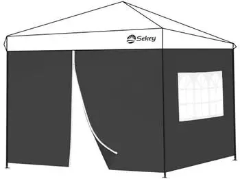 Sekey Pavillon Seitenteile 3x3m wasserdicht, 1 Fenster 1 T&uuml;r, schwarz (2er-Set)