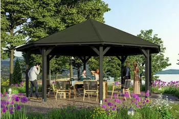 Skan Holz Pavillon Nice 4 Leimholz &Oslash; 630 cm anthrazit