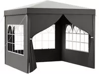 Pavillon 3 X 3 M In Grau Mit Uv-schutz 50+, Gartenpavillon Mit Abnehmbaren Seiten,
