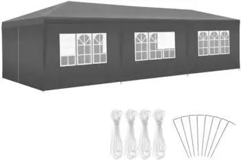 TecTake Miramas pavilion in polyethylene and steel 9 x 3 x 2.5 m grey