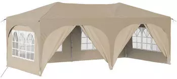 vidaXL Pop-up Partyzelt Creme 575 x 288 x 245 cm Oxford-Stoff mit 6 Seitenw&auml;nden (42019900)