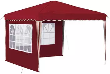 vidaXL Pop-up Partyzelt Bordeauxrot 288 x 288 x 245 cm Oxford-Stoff mit 2 Seitenw&auml;nden (42019763)