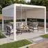 MCW P65 Pergola mit 3 Seitenwänden Lamellendach Alu 3x3m, weiß (100732)