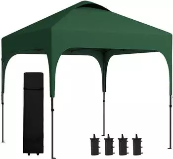 Outsunny Falt-Pavillon 2,5x2,5m UV50+ H&ouml;henverstellbar mit 4 Sands&auml;cken