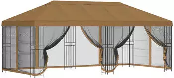 vidaXL Pavillon mit Seitenw&auml;nden 6x3m Beige Polyester Stahl 190 (3375994)