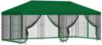 vidaXL Pavillon mit Seitenw&auml;nden 6 x 3 m Gr&uuml;n Polyester und Stahl 190