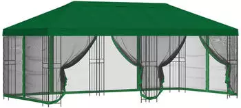 vidaXL Pavillon mit Seitenw&auml;nden 6x3m Gr&uuml;n Polyester & Stahl (3375998)