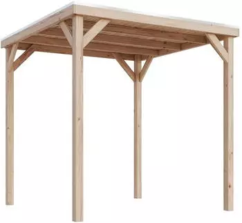 Karibu Cubeco Gartenpavillon Flachdach, Holz, Natur, 231x231cm (48369)