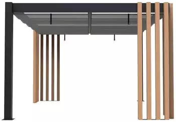 Sojag Lito 1012 freistehende Pergola 3x3,5m mit Sonnensegel Holzoptik