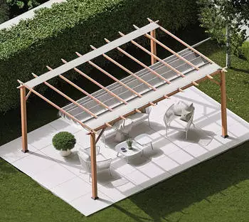 Paragon Outdoor Florenz 1116 Pergola Aluminium Holzoptik hellbraun/wei&szlig; 350x505x236cm (05010)