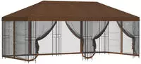 vidaXL Pavillon mit Seitenw&auml;nden 6 x 3 m Braun Polyester und Stahl 190