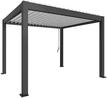 Biohort Pergola 3,5 x 3 m mit Lamellendach 368 x 312 cm dunkelgrau-metallic/Lamellen wei&szlig;