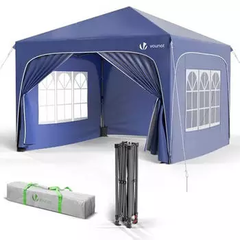 Vounot Arched folding gazebo 3 x 3 m height adjustable blue