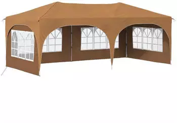 vidaXL Pop-up Partyzelt Beige 575 x 288 x 245 cm Oxford-Stoff mit 4 Seitenw&auml;nden (42019892)