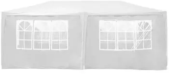 Wiltec Pavillon 3x6m Wei&szlig; UV-Schutz 50+ mit aufrollbaren Seitenw&auml;nden und Fenstern (63365)