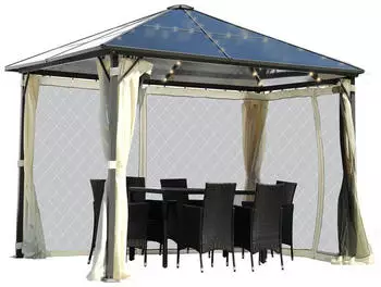 Brast Alu Pavillon Summerdream + LEDs + Moskitonetz 3 x 3 m