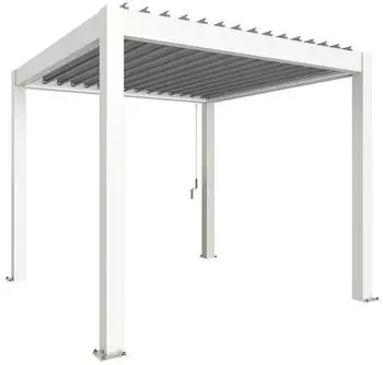 Biohort Pergola 3 x 3 m mit Lamellendach 312 x 312 cm weiß/Lamellen silber