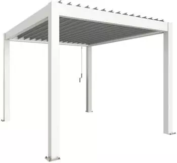 Biohort Pergola 3 x 3,5 m mit Lamellendach 312 x 368 cm wei&szlig;/Lamellen silber