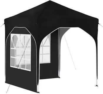 vidaXL Pop-up Partyzelt 192 x 192 x 245 cm Schwarz mit 2 Seitenw&auml;nden (42019832)