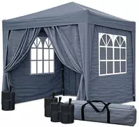 Quick-star - Pop-up-pavillon 2,5 X 2,5 M Smoky Grau Mit 4 Easy-klett Seitenw&auml;nden