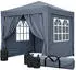 QUICK STAR Faltpavillon Pop Up 2,5x2,5m Smoky Grau mit 4 Seitenteilen & Fußgewichten (47658)