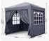 QUICK STAR Faltpavillon Pop Up 2,5x2,5m Smoky Grau mit 4 Seitenteilen & Fußgewichten (47658)